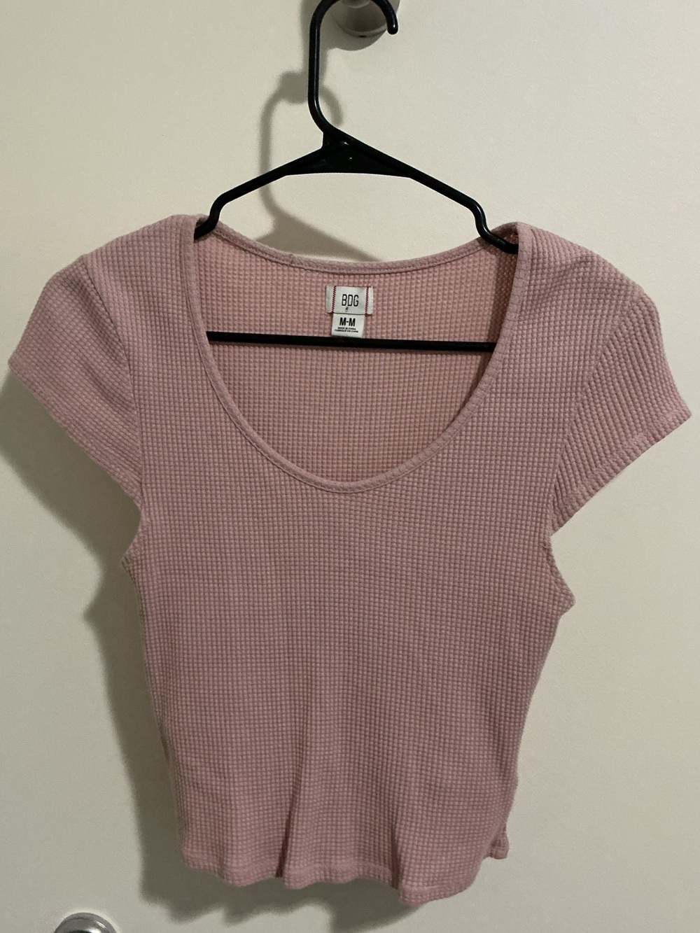 BDG Mauve Pink Short Sleeve Waffle Scoop Neck Top Medium Basic